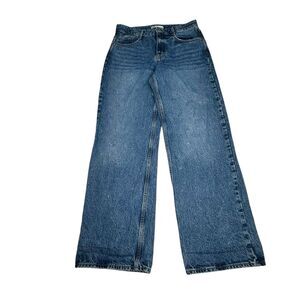 Zara Wide Leg High Rise Baggy Medium Wash Denim Blue Jeans Womens Size 8